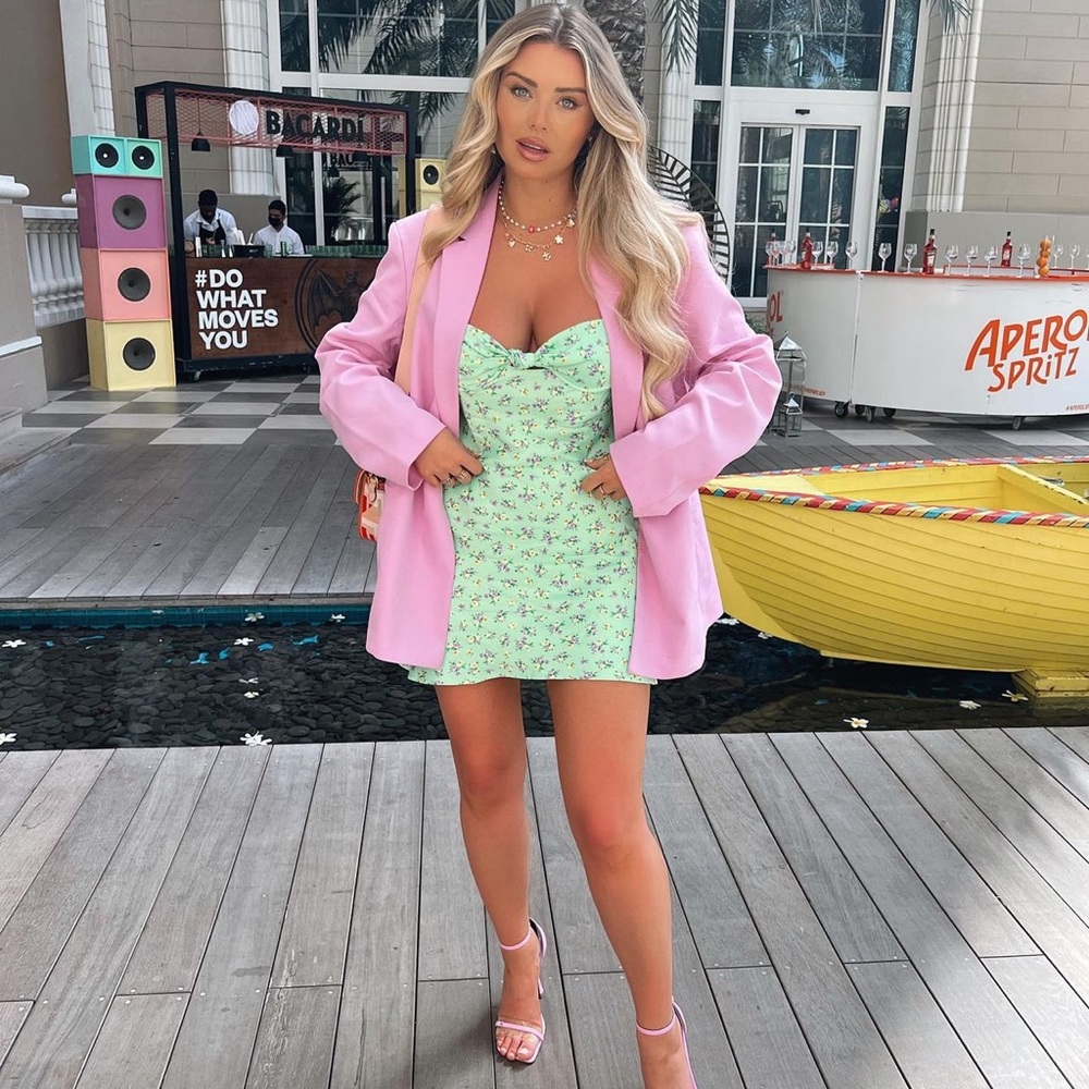 Zara Green Satin Effect Print Dress